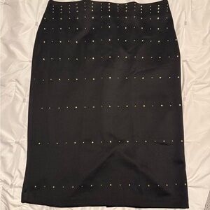 New York & Company Elegant Black Skirt with Gold Accents
